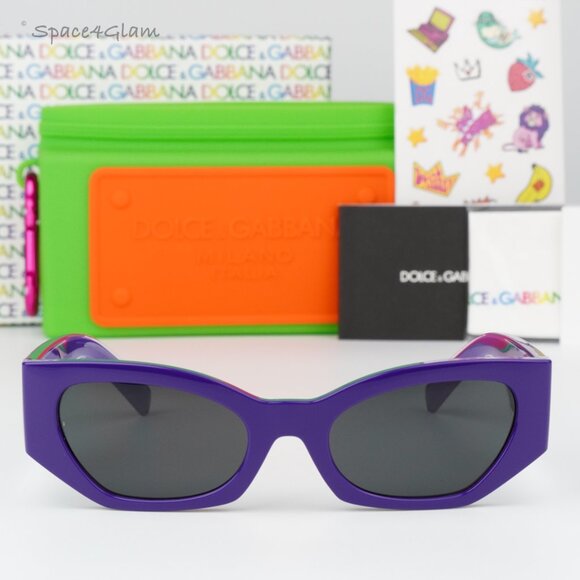 BRAND NEW D&G DX6003 KIDS 333587 Crystal Purple Dark Grey Cat Eye Sunglasses - Picture 2 of 7